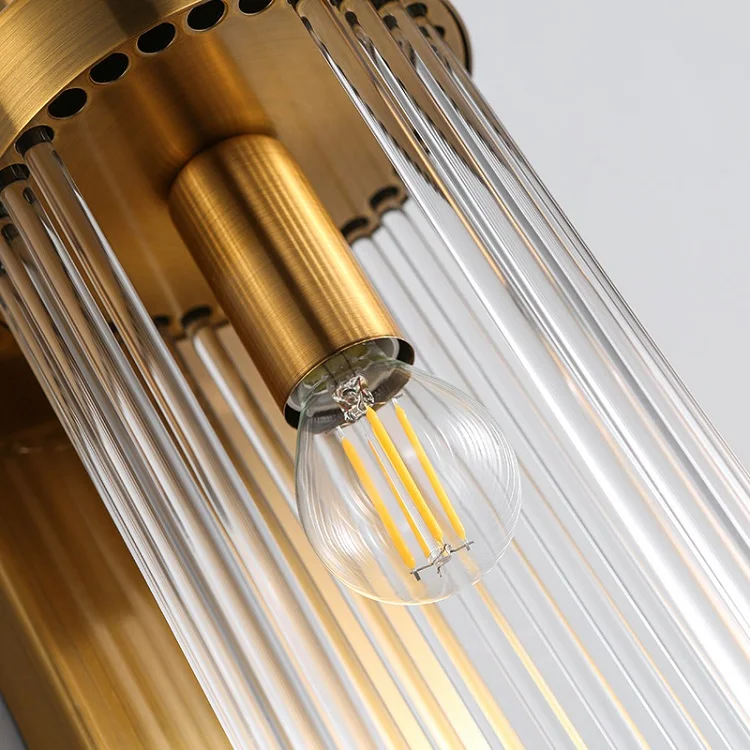 Wholesale Nordic Antique Glass Light Luxury Wall Lamp Crystal Pillars Corridor Lights for Sitting Room Background Wall Lights