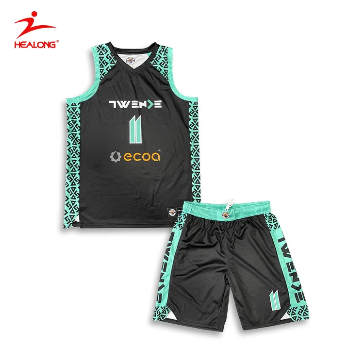 Custom Mesh Sports Wear Embroidery Logo And Name Black Team Youth Basketball Uniform