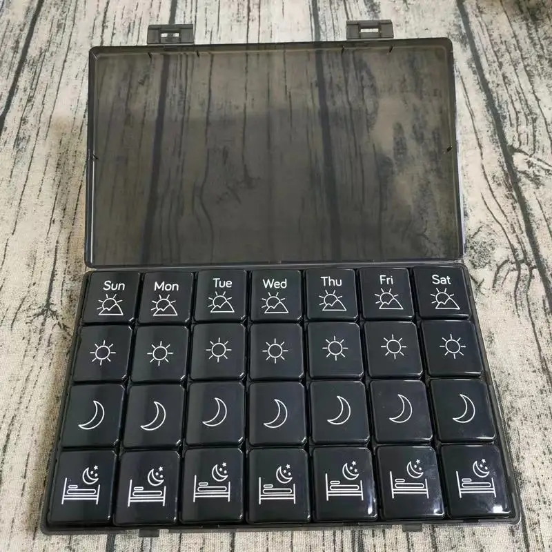 Customized Original 28 Grid Pill Box 7 Days Plastic Storage Box Eco-friendly Weekly Pill Organizer