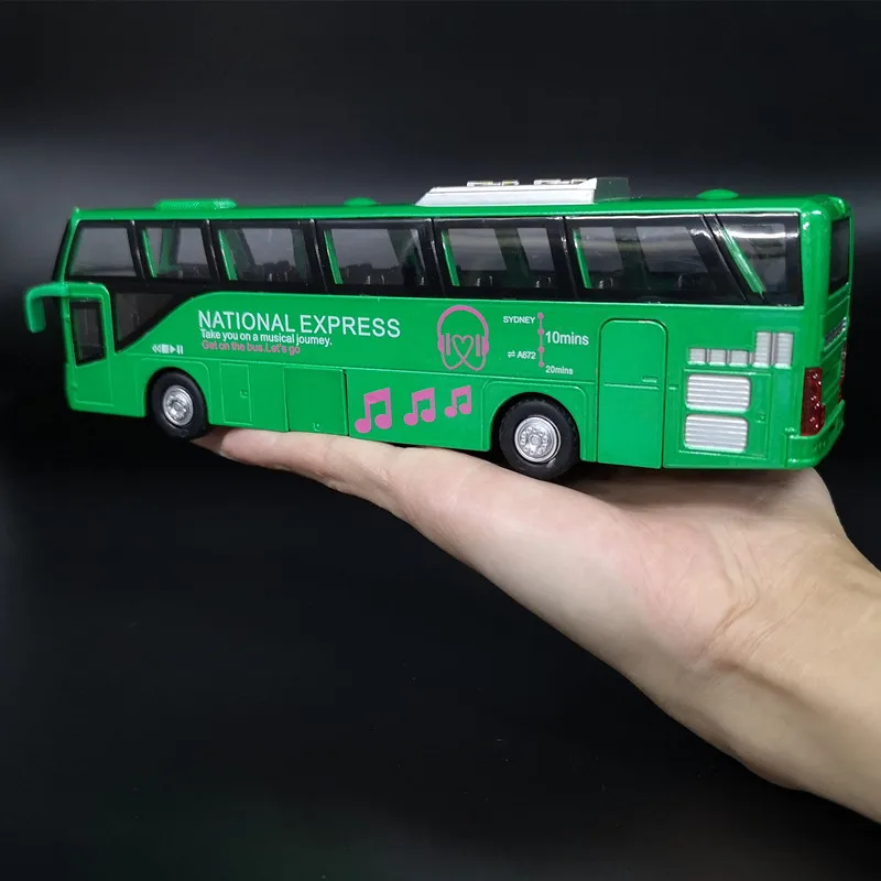 New Product 1:62 Metal Vehicle Kids Toy Electric Light Sound Pull Back Zinc Alloy Bus For Children