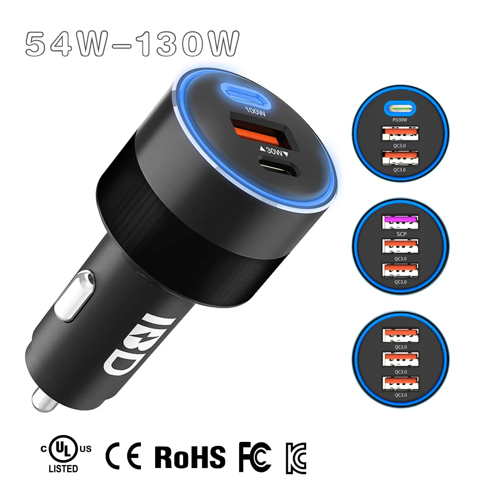 IBD Quick Charge Mobile Phone Fast Charging 3 Port Universal Car USB Charger 54W For iPhone Samsung Tablet Laptop