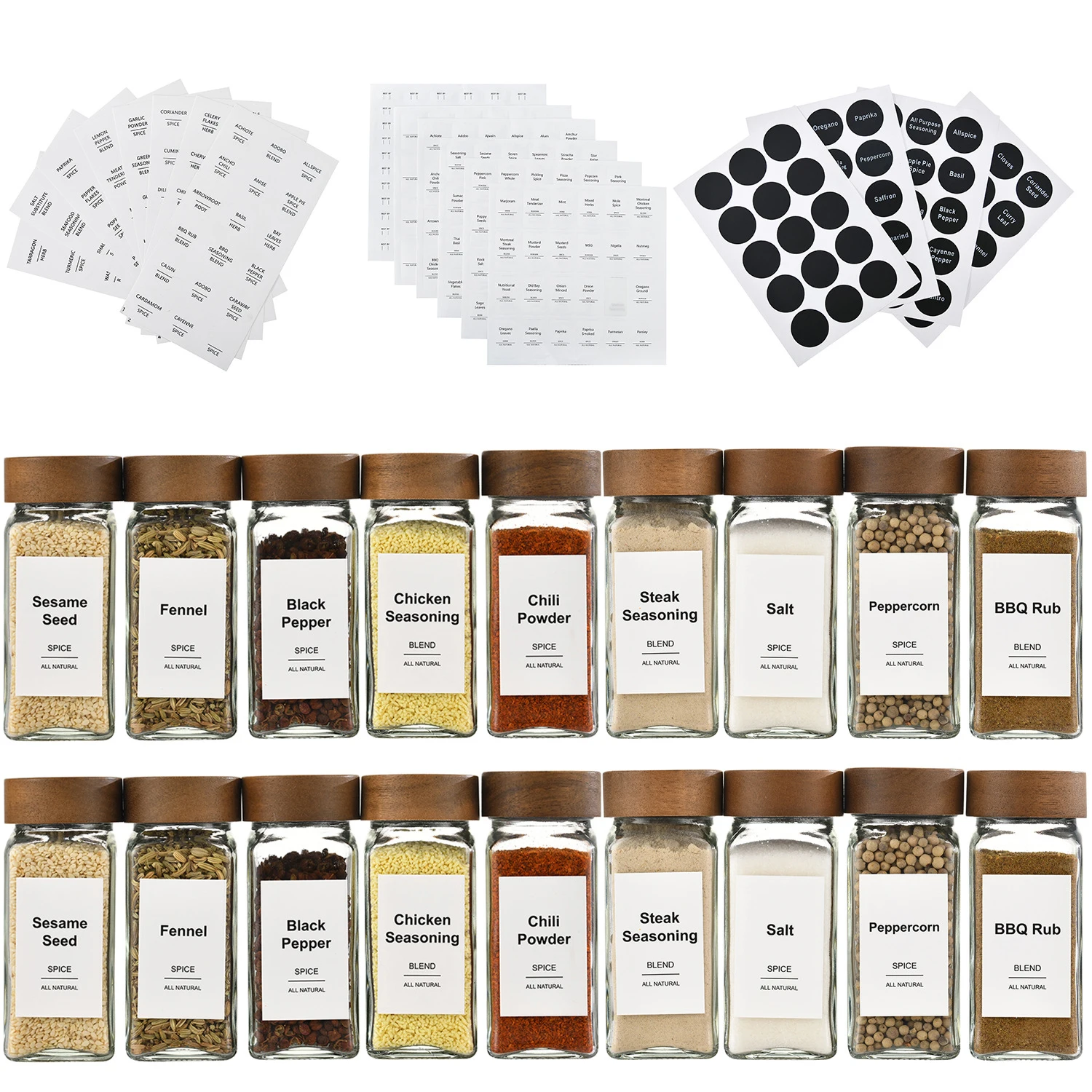 120ml Acacia wood lid bottle 4oz glass square bottle seasoning  spice jar