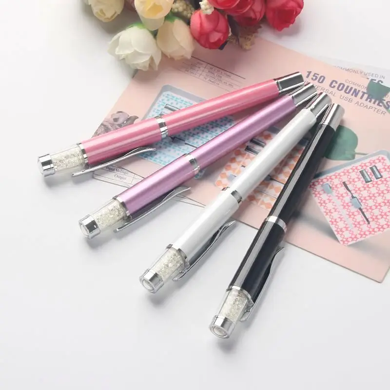 Hot selling metal elegent crystal gel refills ball pen business and wedding gift metal roller pen