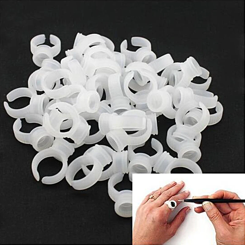 Lovbeauty Disposable Holder Rings  Finger Ink ring Pigments Holder Rings Cups For Permanent Makeup