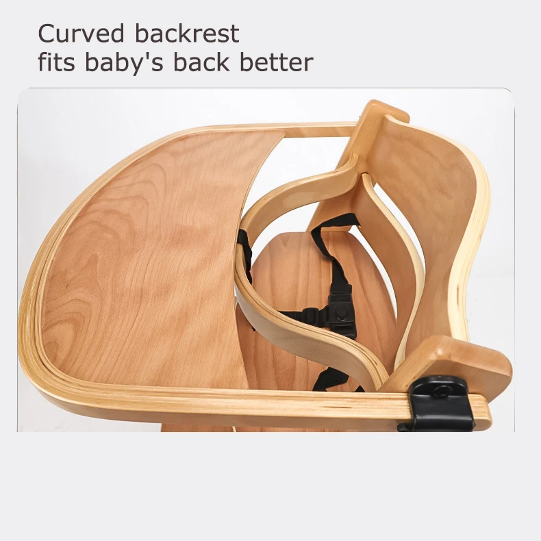 3-in-1 Adjustable Height Wooden Children High Chair Grow with Kids Dining Chair