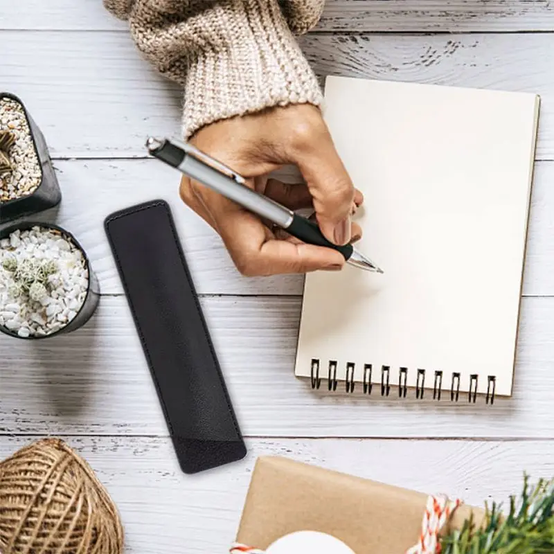 Leather Pen Case Holder,Leather Pencil Holder Pen Protective Sleeve Vintage Pens Pouch Portable Handmade Pencil Case