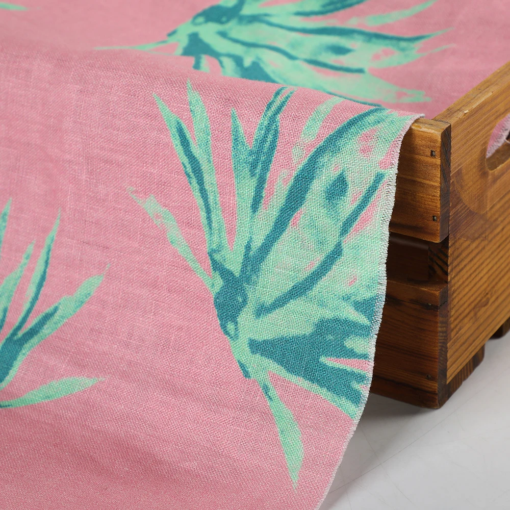 Woven LINEN Wholesale CUSTOMS Korea Indonesia Plain Floral Flower Dress Print 100% LINEN Fabric