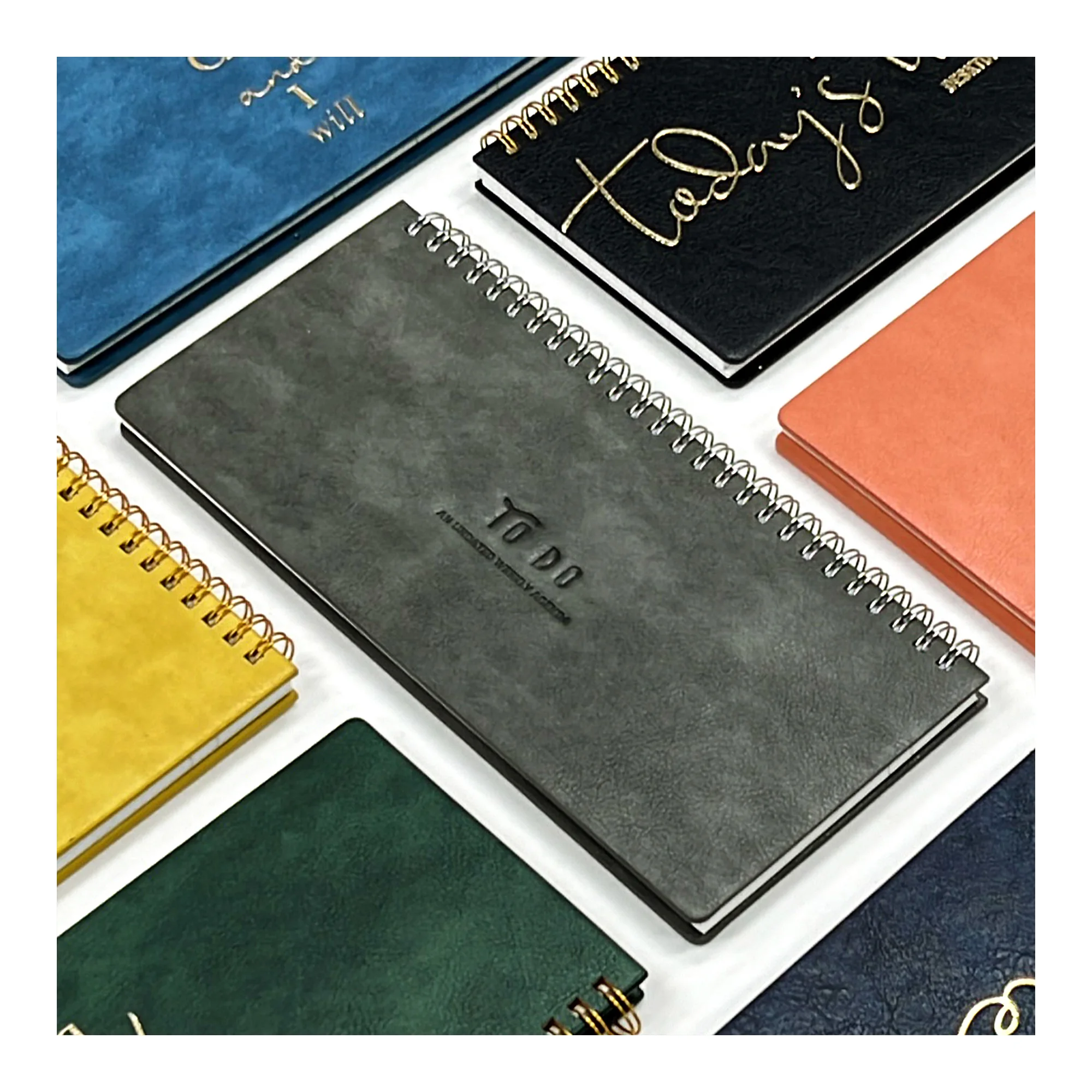 Small Batch Custom Logo Notebook Undated Table Calendar Spiral Agenda Task Tracker Journal Daily Weekly Desk Meeting Planners