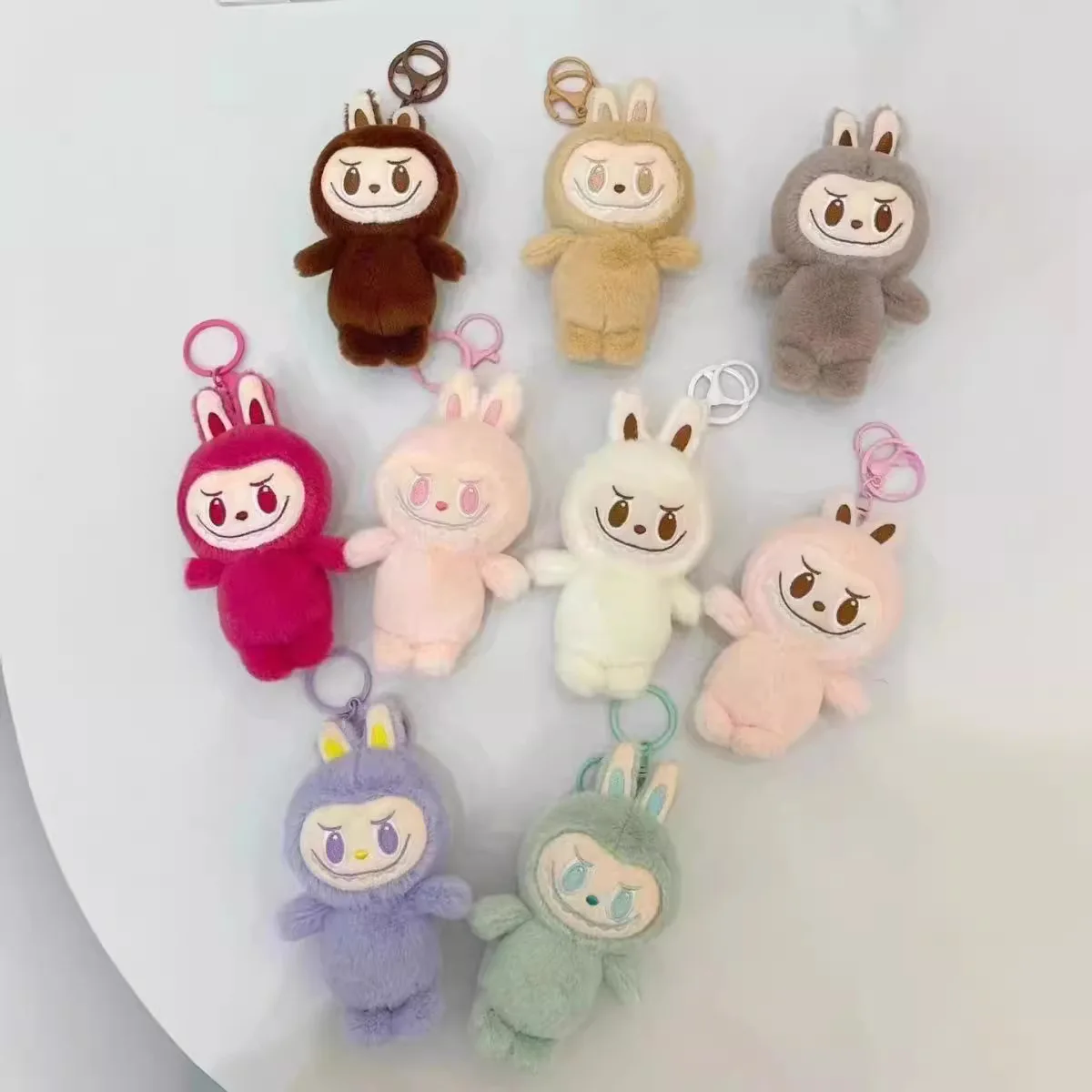 Brown Labubu Doll Keychain The Monsters Foreveraniem Action Movable First Third Generation Joint Kawaii Labubu Stuffed Toys Gift