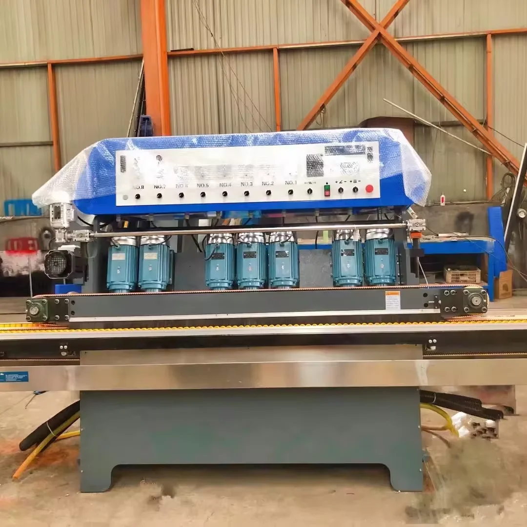 Mornsun Glass Beveling Machine 8 Motors Horizontal Machine For Glass Beveling effect Making