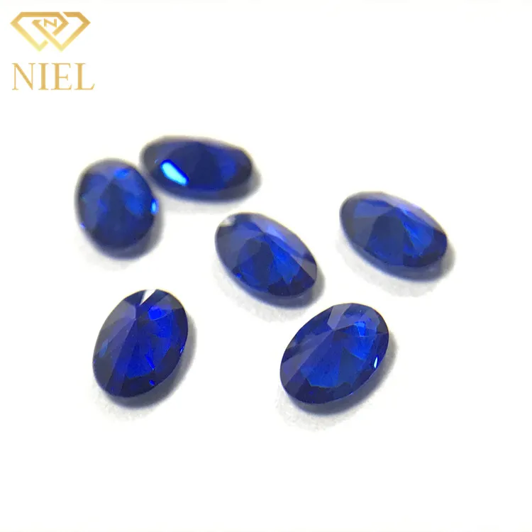 113# 4x6mm Hot selling oval cut lab created synthetic blue sapphire spinel crystal Niel gemstone.
