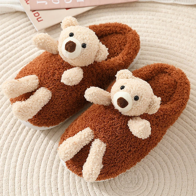 
Full Sizes Autumn And Winter Unisex Cartoon Mini Baby Kids Teddy Bear Slippers For Families 