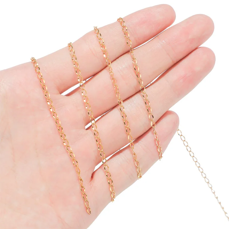 wholesale 2.5 mm width twisted extension chain jewelry making stainless steel PVD gold tail chain