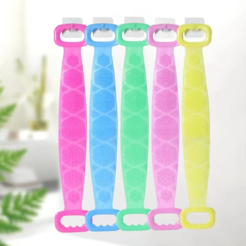 Silicone Body Scrubber Bath Brush Exfoliating Shower Brush Bath Belt Body Scrub Back Massage Brush Cleaning Strap Bathing Tools