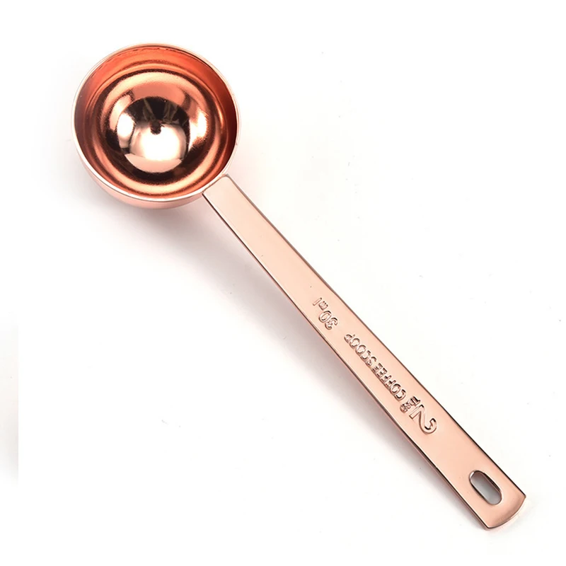 Rose gold plated silver stainless steel coffee scoop sugar measuring scoops,Custom coffee measuring spoon