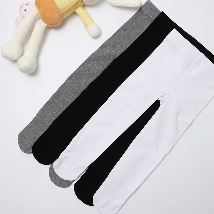 Wholesale Oem Custom Black White Gray School Tights For Small Girls Warm Brushed High Quality Kids High Rise Tights