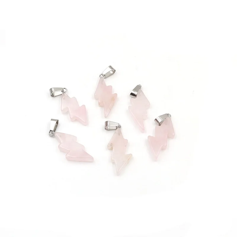 Mini Natural Stone Pendant Wholesale Healing Crystal Lightning Necklace Stone Pendent Charms For Jewelry Making