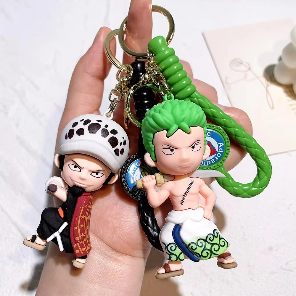 keychain accessories wholesale pvc rubber 3d cute kawaii cartoon character anime keychain luffy keychain