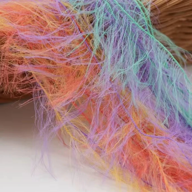 100% nylon filament yarn fancy yarn 100% nylon 5cm segmented dyed mink-like 8cm segmented dyed mink-like
