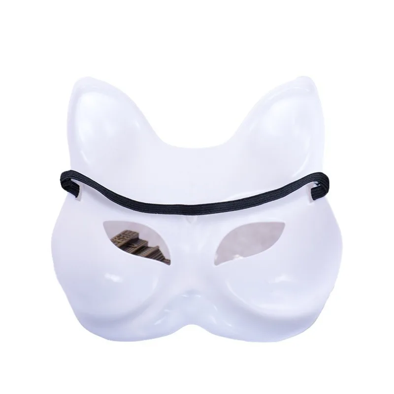 Hot Sale White Fox Cat Mask Blank Hand Painted Handmade Party Masks DIY Cosplay Mask