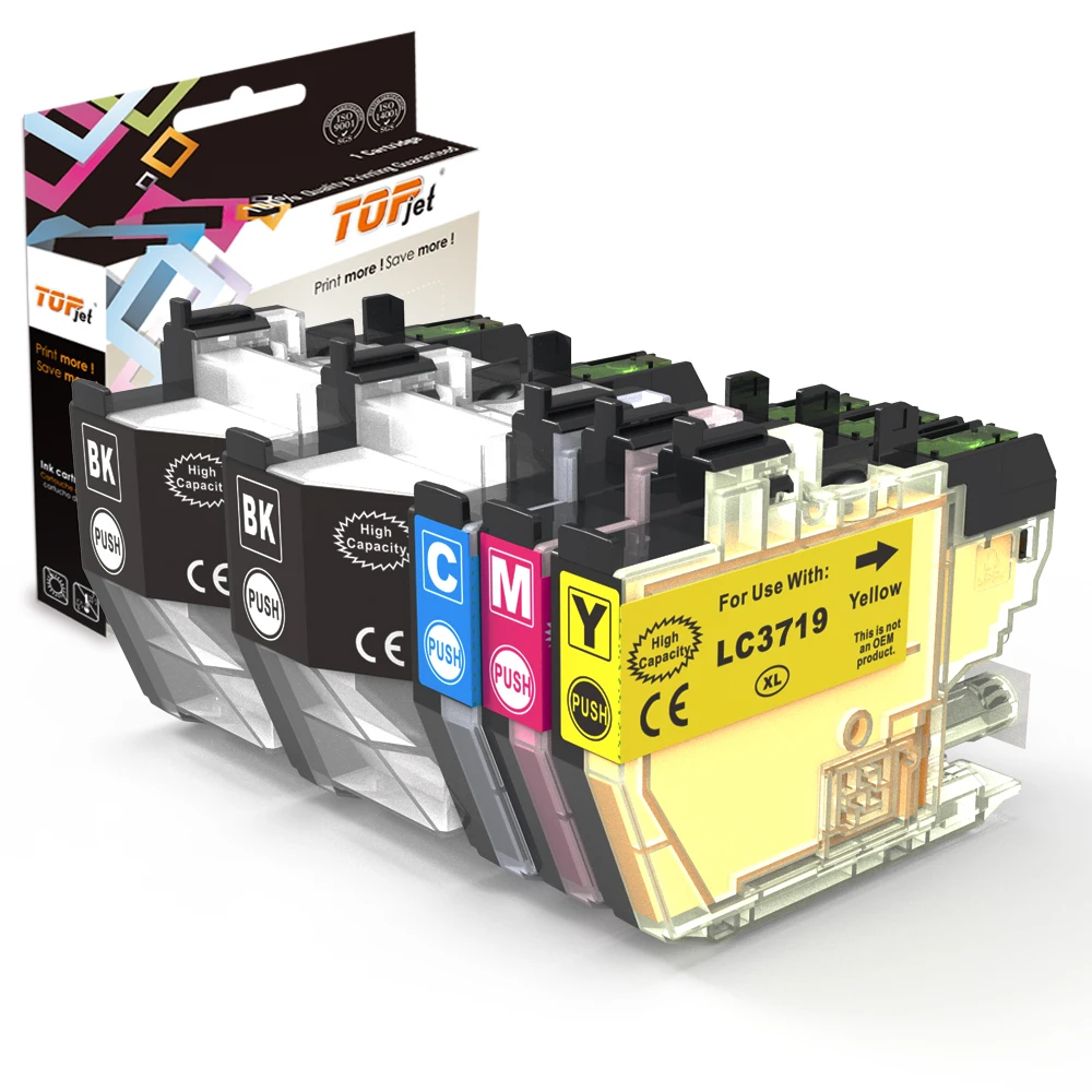 Topjet LC3719 LC3717 LC 3717 3719 LC3719XL Color Black Compatible Ink Cartridge for BrotherMFC-J3930DW Inkjet Printer