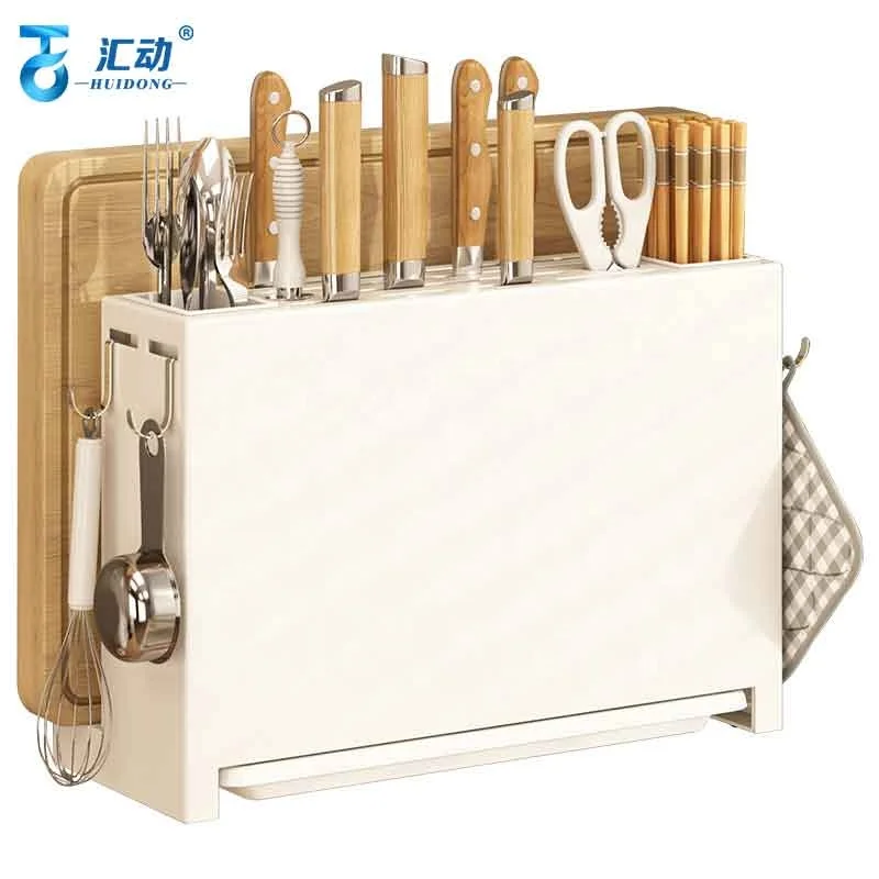 Wall-mounted Kitchen tool rack knife fork chopsticks chopping Borad rack countertop multifunctional drain storage rack