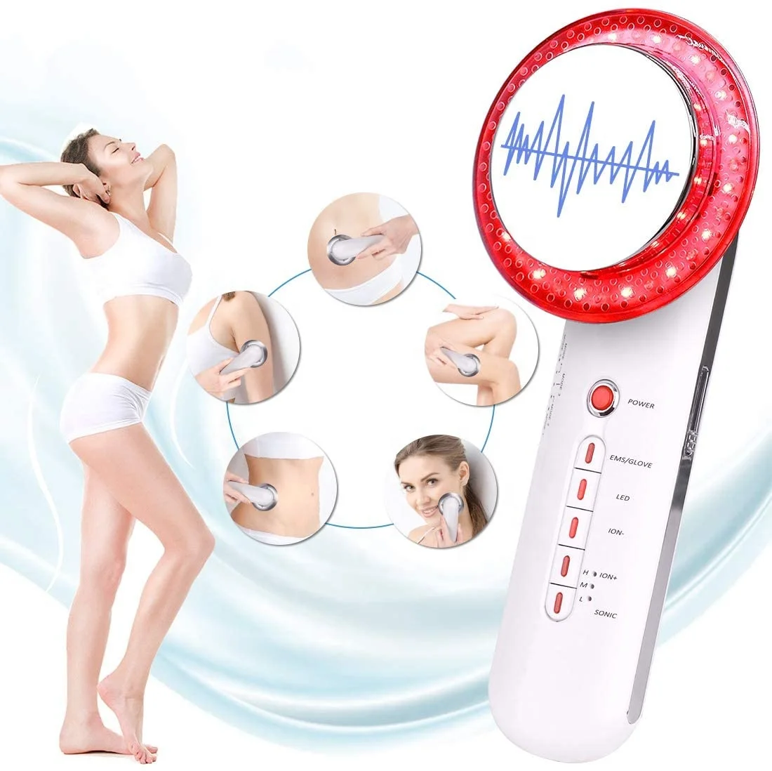 
Fat Burn Machine 6 in 1 Weight Loss Machine EMS Blue/Red Light Multifunctional Body Shaping Massager for Stomach Arm Leg Hip 