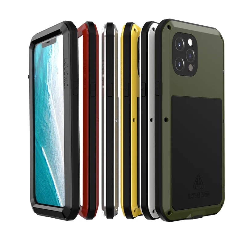 Мощный усиленный защитный чехол Love Mei для iPhone 12 Pro Max Mini 11 с металлическим корпусом, задняя крышка для iPhone XS XR X 7 8