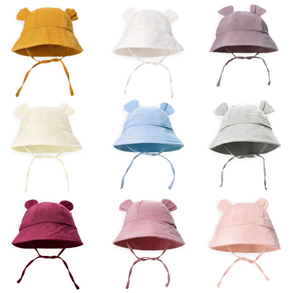 Muslin Baby Bucket Hats for Girls Boys Spring Fall Newborn Hat Cute Print Panama Fisherman Cap Outdoor Infant Caps 3-12 Months
