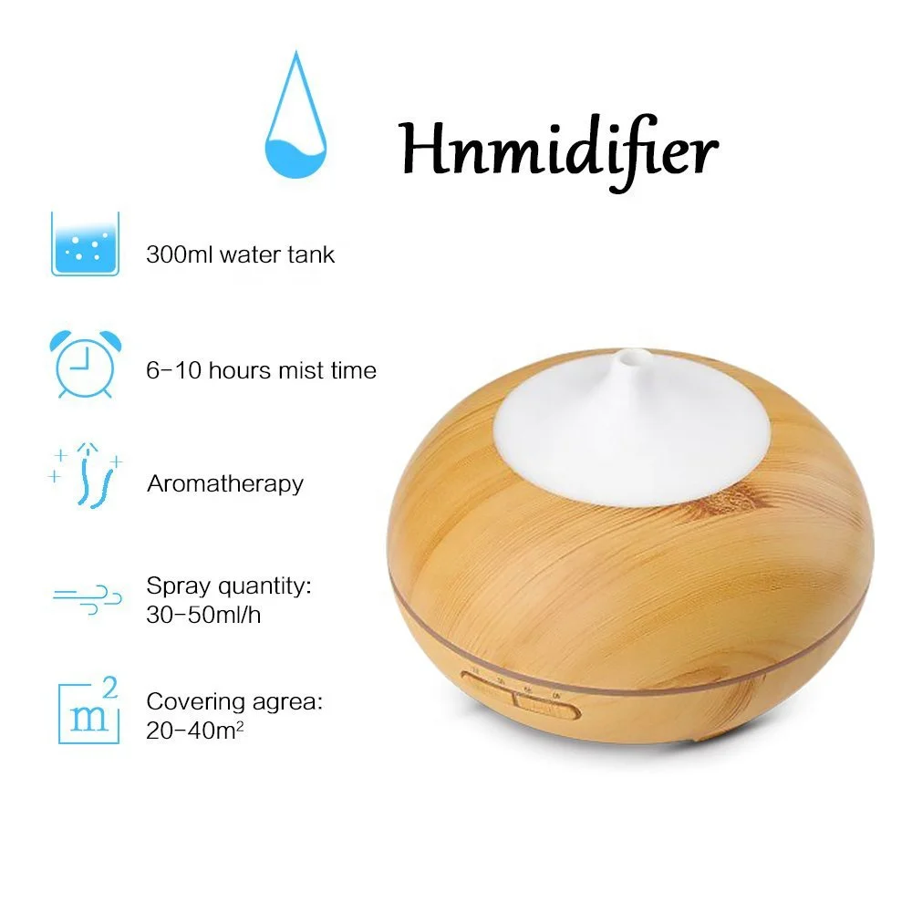 SOICARE 300ml wood grain ultrasonic oil diffuser base aromatherapy humidifier