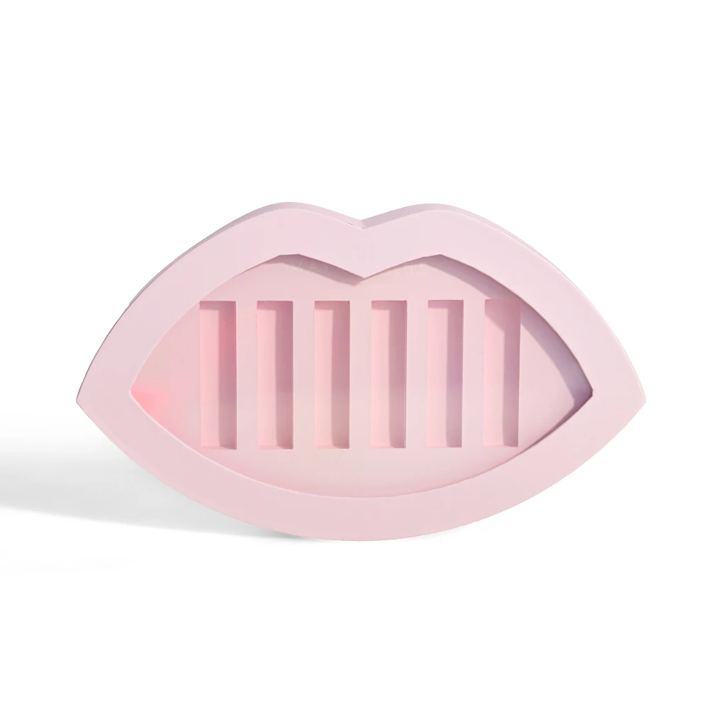 Biodegradable Boite Cadeau Handmade Custom Paper Insert Pink Lip Shaped Lip Gloss Gift Box With Windows