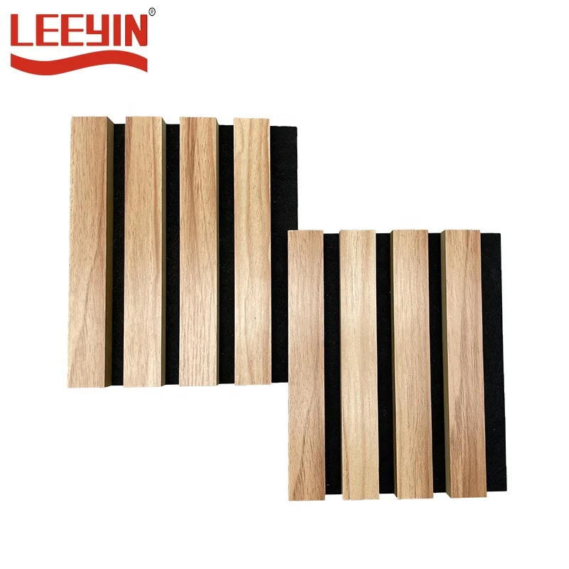 Luxury Melamine Slat Wood Panel with PET Blacking Felt Panels Akustik Panelen Acoustic Wall Akupanel