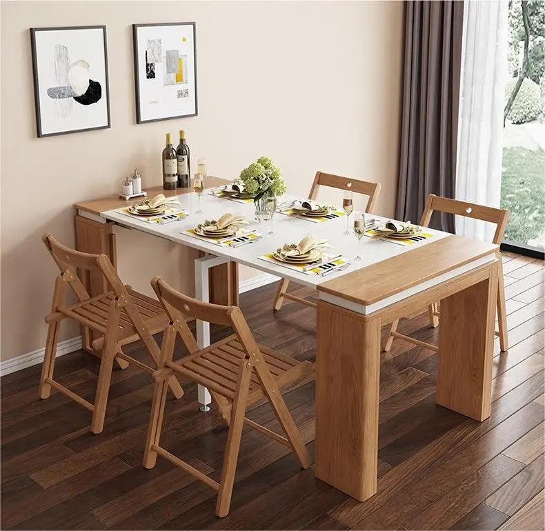 High Quality Creative Retractable Foldable Dining Table Modern Multifunctional Sideboard Dual Purpose Small Unit Dining Table