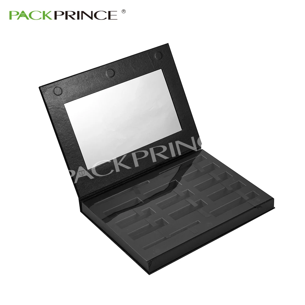 Famous Brand Cardboard Cosmetic Lipstick Lipgloss Empty Packaging Kit Black Matt Gift Paper Box With Mirror