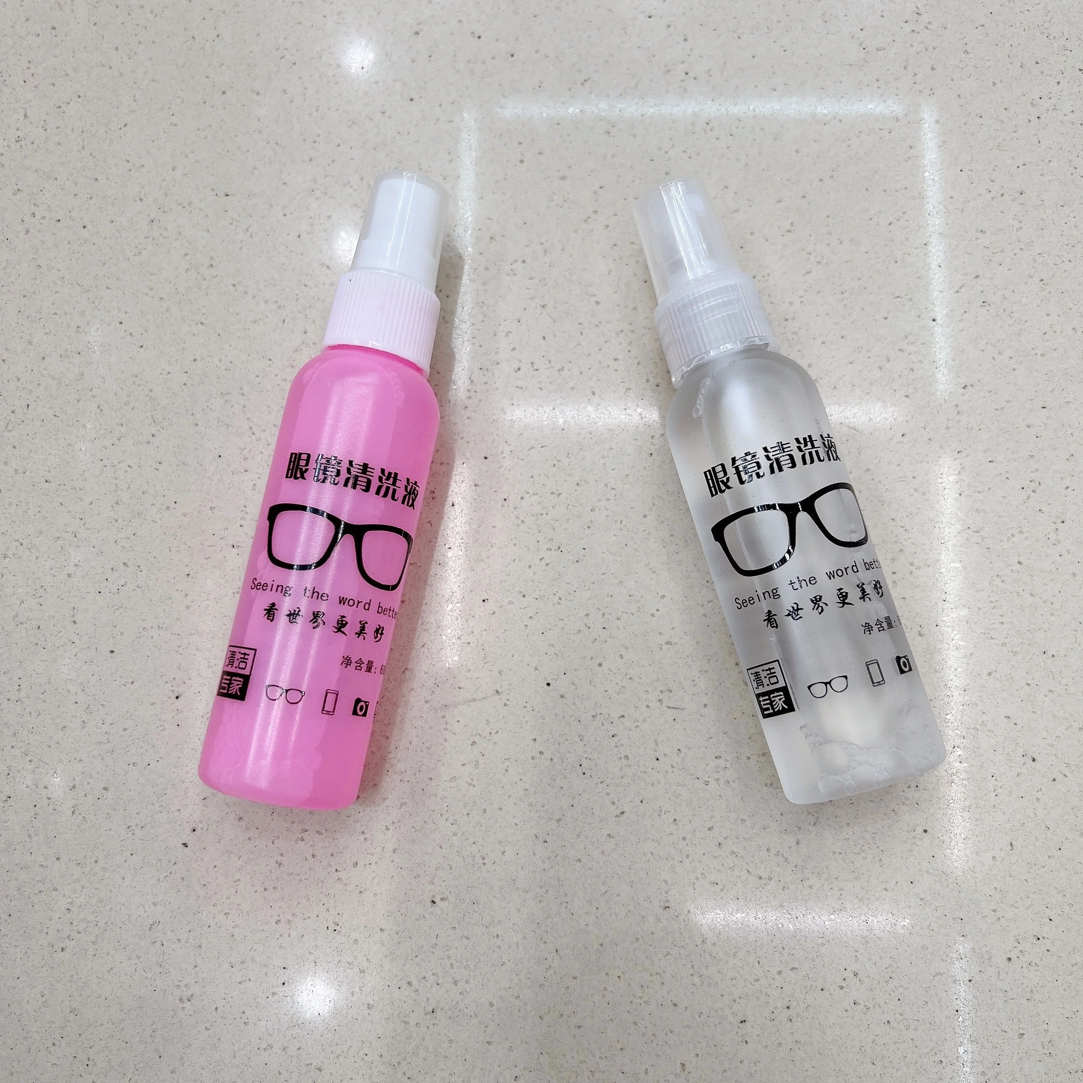60ML Stock Transparent Bottle Liquid Solution Cleaner Eyeglass Lens Spray Cleaner Lens Cleaning Spray