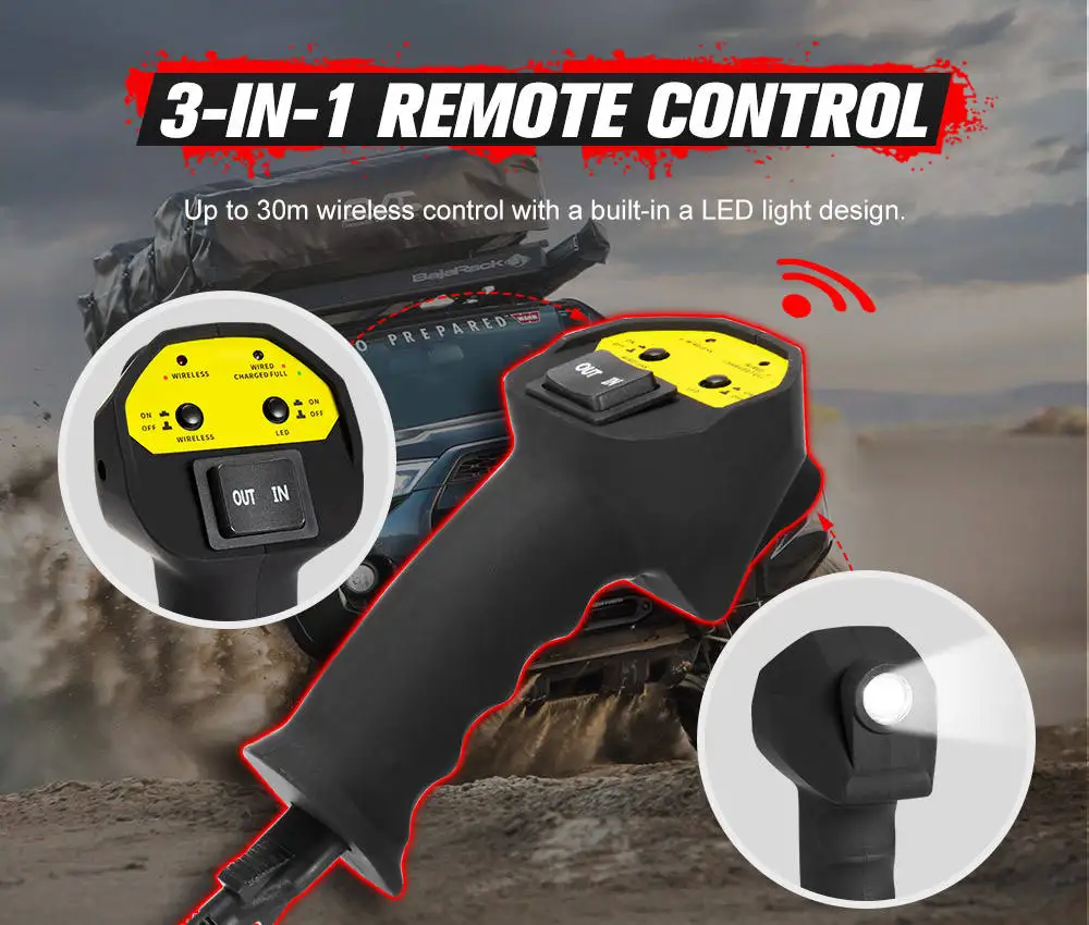 FIERYRED 13000LBS Offroad Car SUV Wired Wireless Control 12V Electric Winch For 4x4