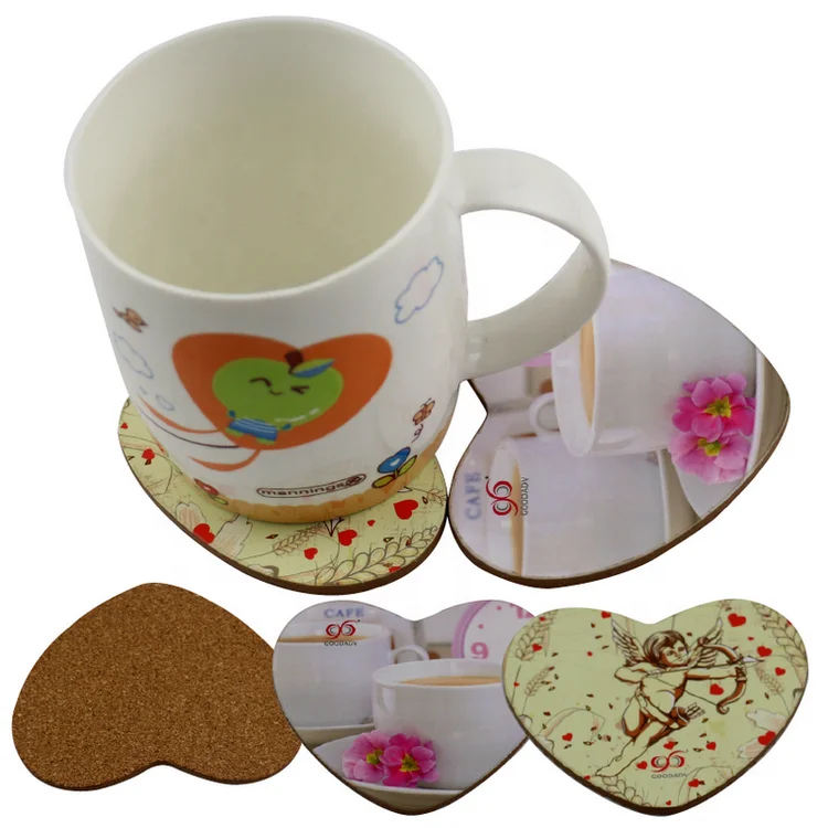 Promotion gift set printed MDF coasters with cheap price  wooden cork cup coasters