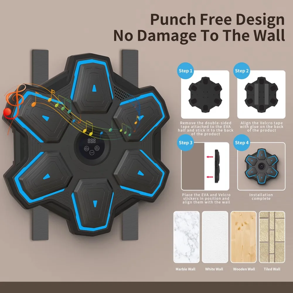 New Music Boxing Machine Boxing Target Support Bluetooth Music Wall-Mounted Hitting Fitness Entertainment