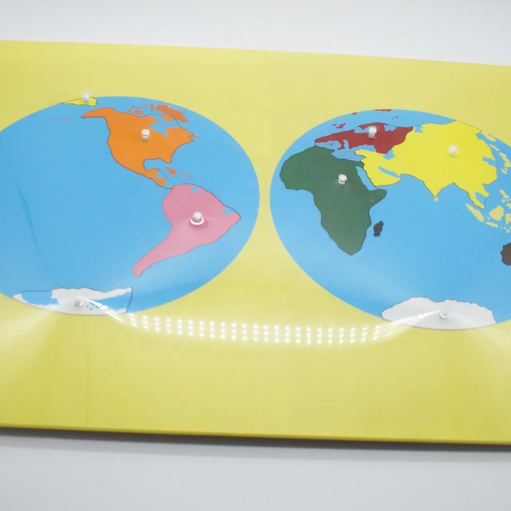 Карта мира Монтессори для изучения географии без печати, Детская Деревянная Карта мира