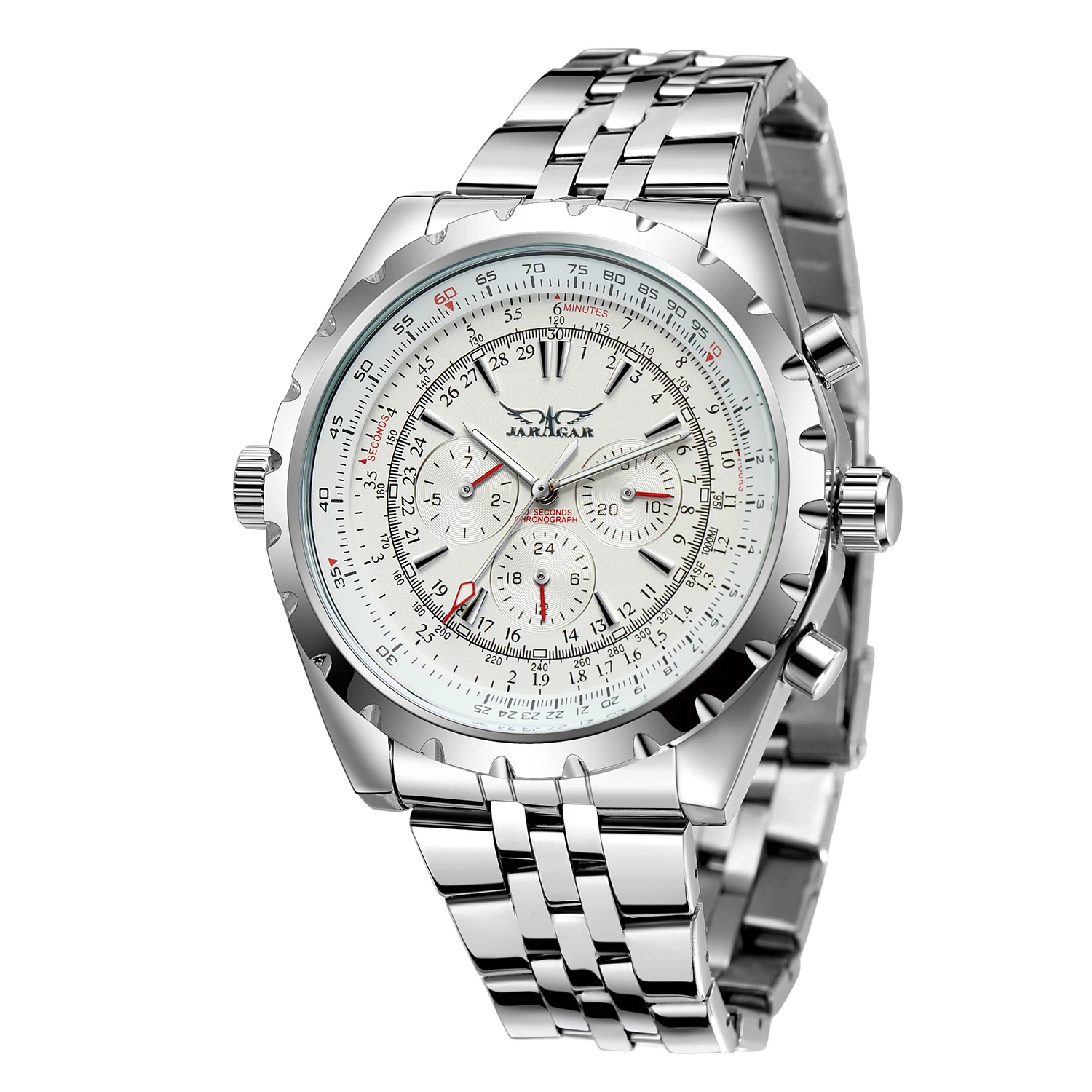 JARGAR 6905 Analog Skeleton Black Dial with Stainless Steel bracelet High-end saatler automatic sports wrist watch