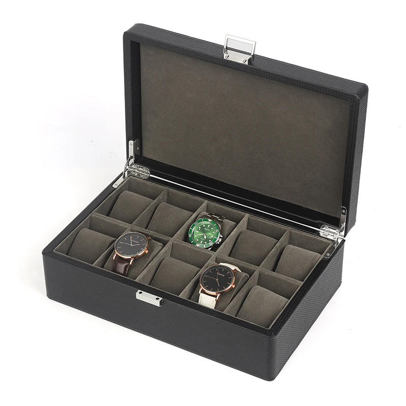 Luxury PU Leather Watch Box 10 Slots Watch Case Custom Logo Portable Watch Storage Box