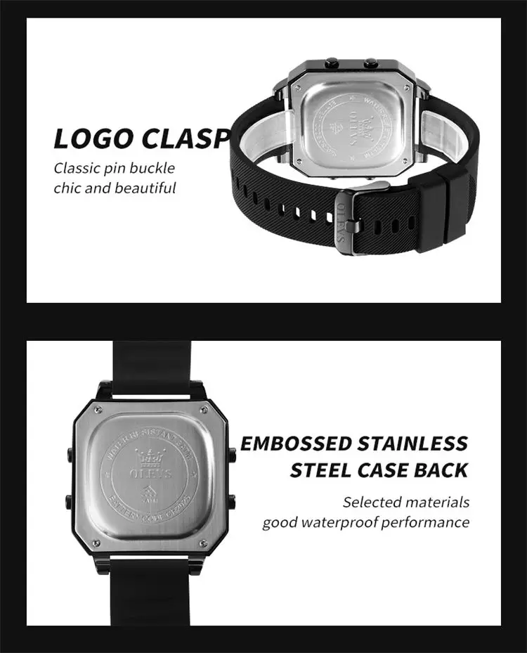 OLEVS 1103 elegance shenzhen man digital watch nice Silicone strap Luminous Multi function low moq Casual wristwatch