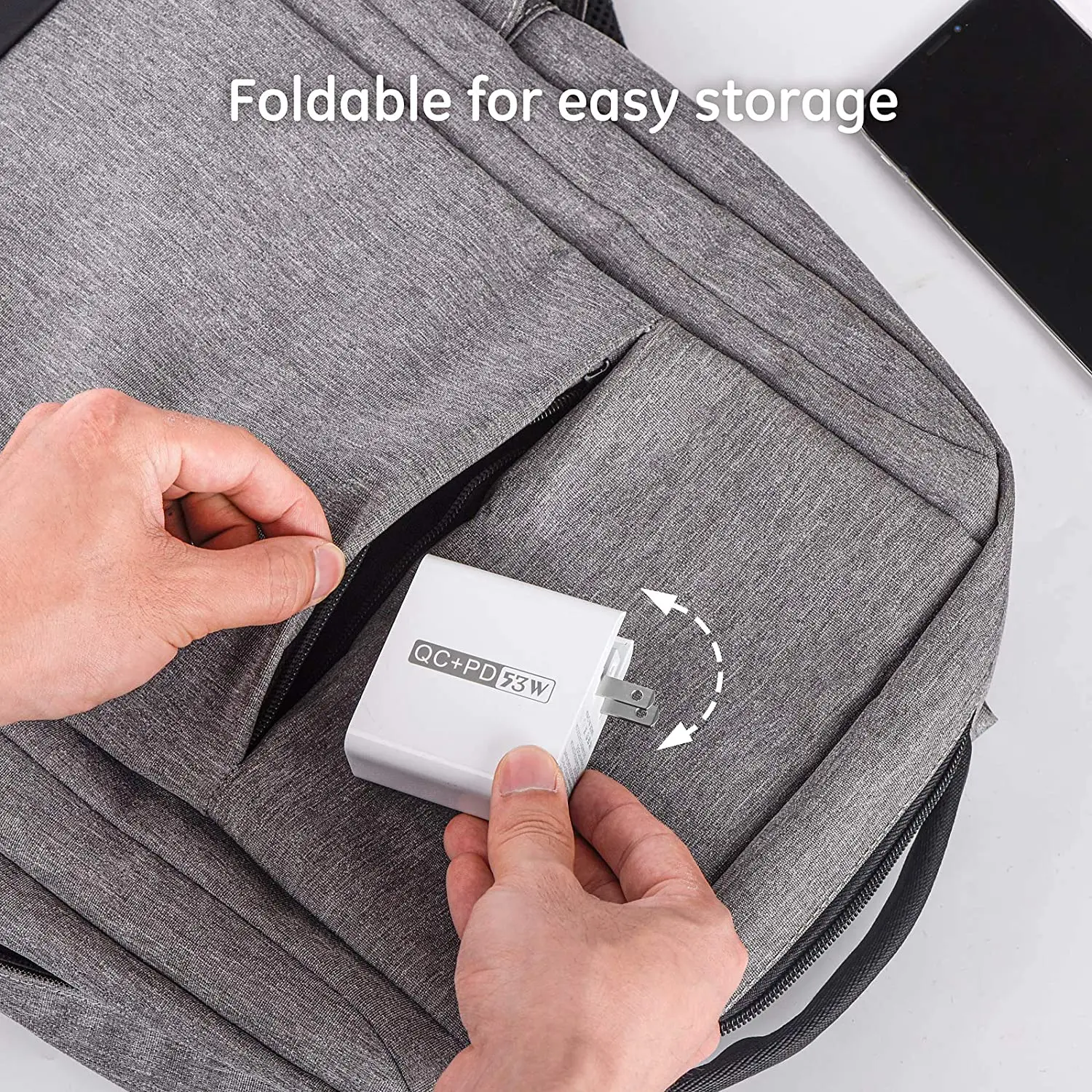 Foldable Plug Multiport 53W USB C Charger Fast Charge QC 3.0 for Samsung 4-Terminal PD Type C Fast Wall Charger