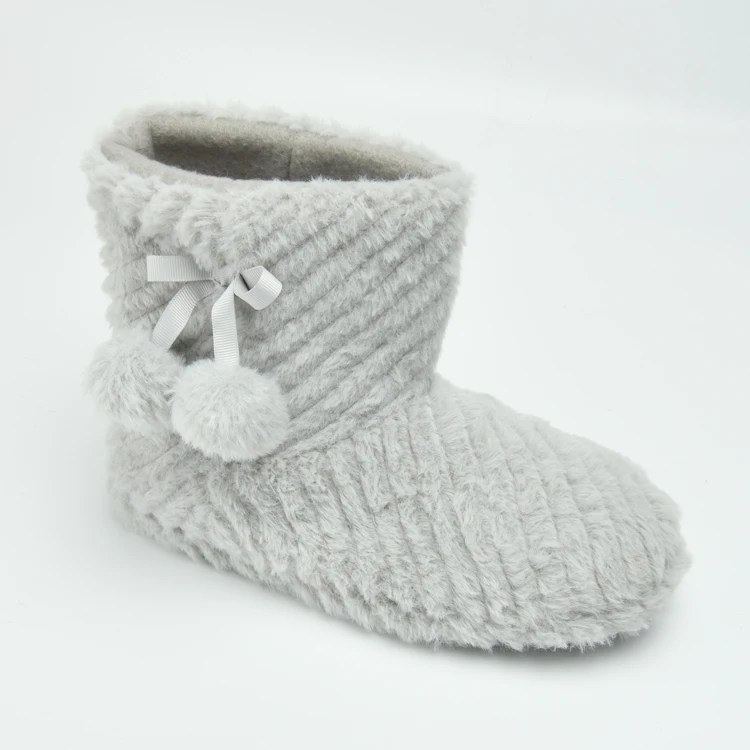 Пользовательские тисненые Меховые помпоны с помпоном из кроличьего меха женские ботильоны домашние тапочки сапоги для женщин