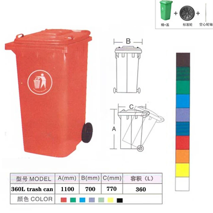 Factory Durable Plastic Bin Recycler Dustbin Wheeled Bin With Lid Plastic Waste Container
