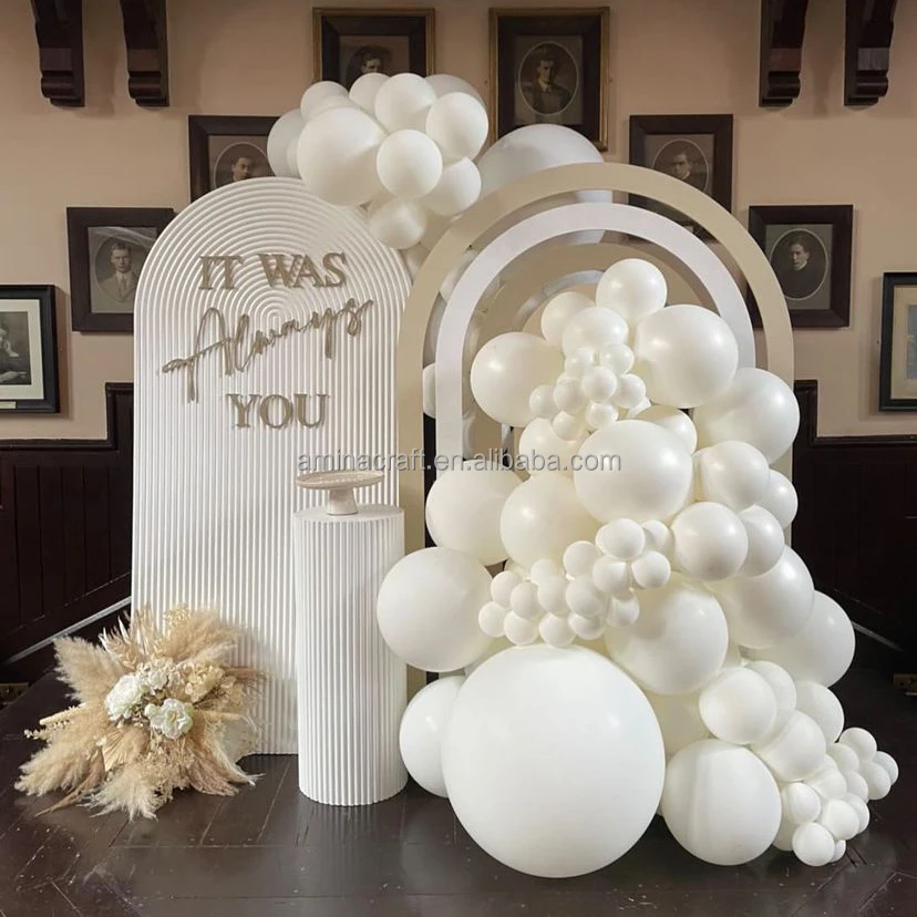 Amina Craft Party White Acrylic Backdrop Props Background Decoration PVC Backdrop Arch for Wedding Stage Decoration