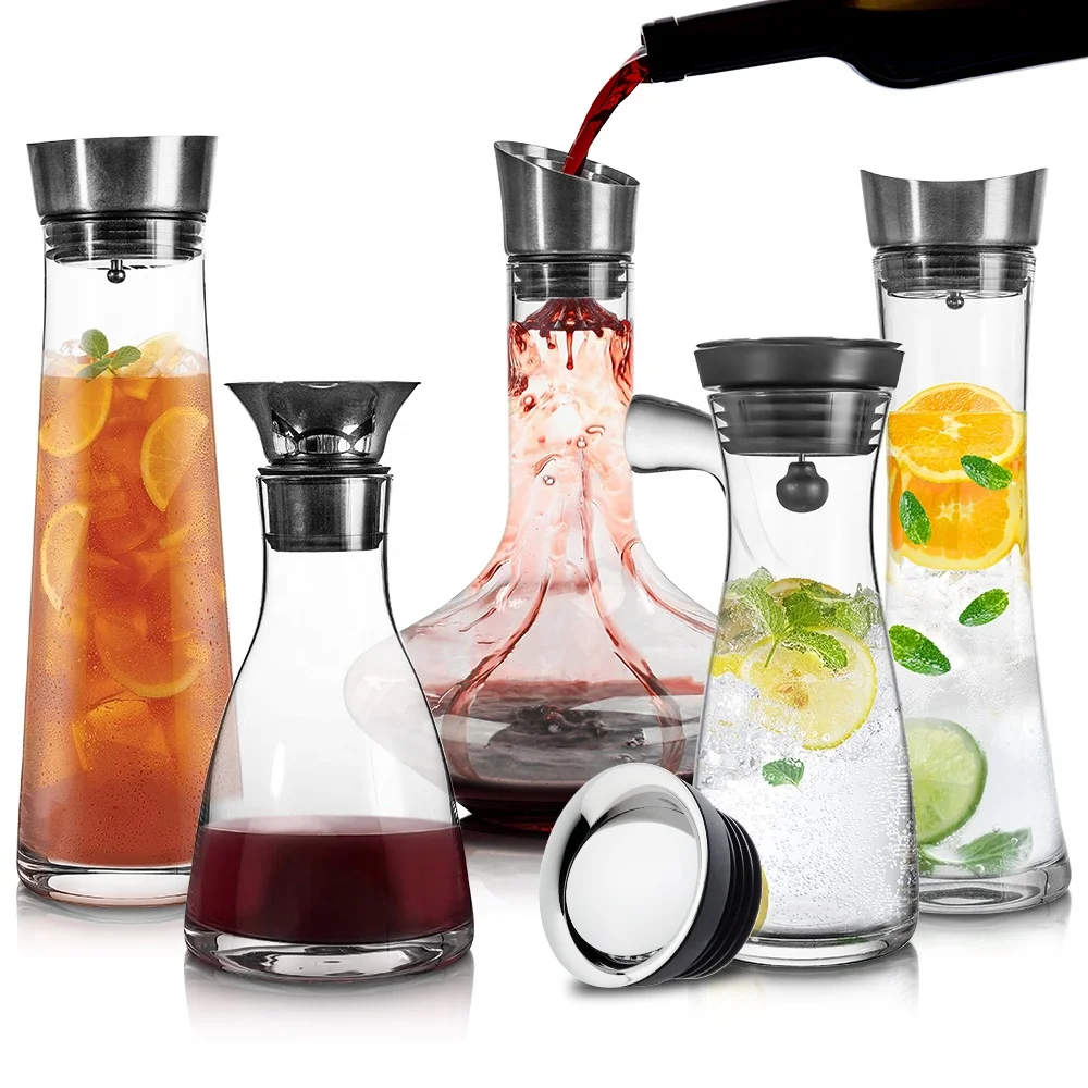Modern Wine Breather Carafe Pourer Glass Decanter Aerator with Stainless Steel Filter