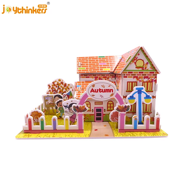 DIY 3d puzzle jigsaw assembling educational toy custom print jigsaw puzzle new toys for kids happy family doll house