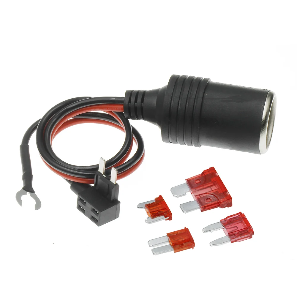 Pure Copper Car Cigarette Lighter Charger Cable Female Socket Plug Connector Adapter Cable Fuse