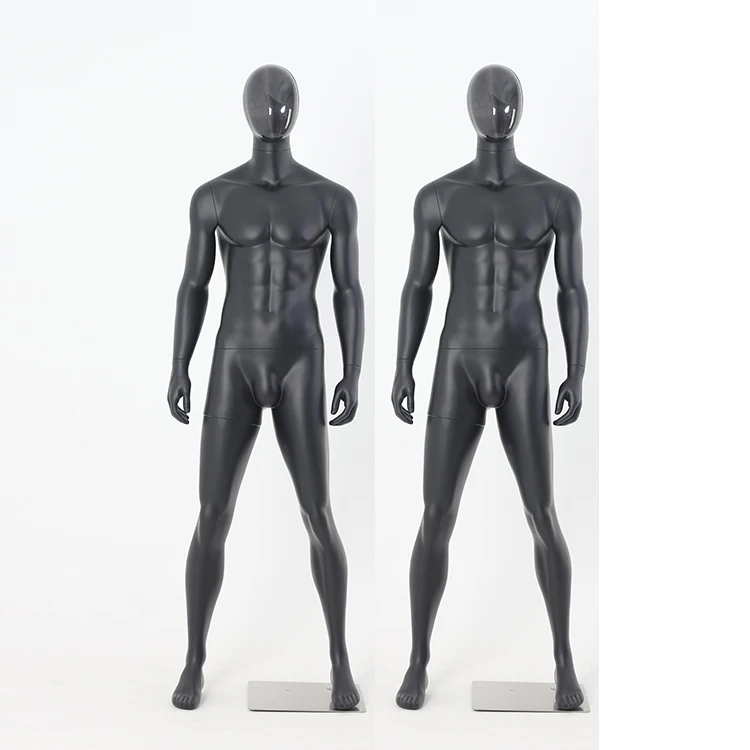Store Design Window Display High-end Fiberglass Muscular Mannequin Pure Black Male Mannequin